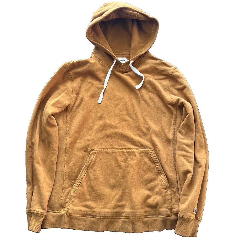 Taylor Stitch Hoodie Men 38 Small Mustard Sweatshirt Pullover Pocket Drawstring